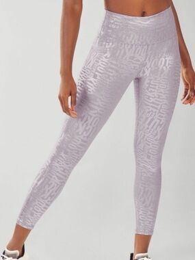 Fabletics Define Powerhold High Waisted Grey Silver Workout Large EUC activewear